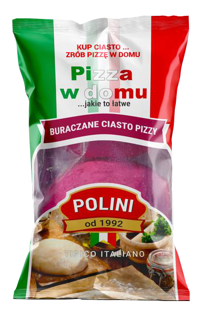 Oryginalne opakowanie buraczanego ciasta do pizzy Polini
